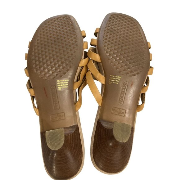 Aerosoles Round The Mend Womens Size 9M Tan Leather  Heeled Sandals shoes - Picture 7 of 8
